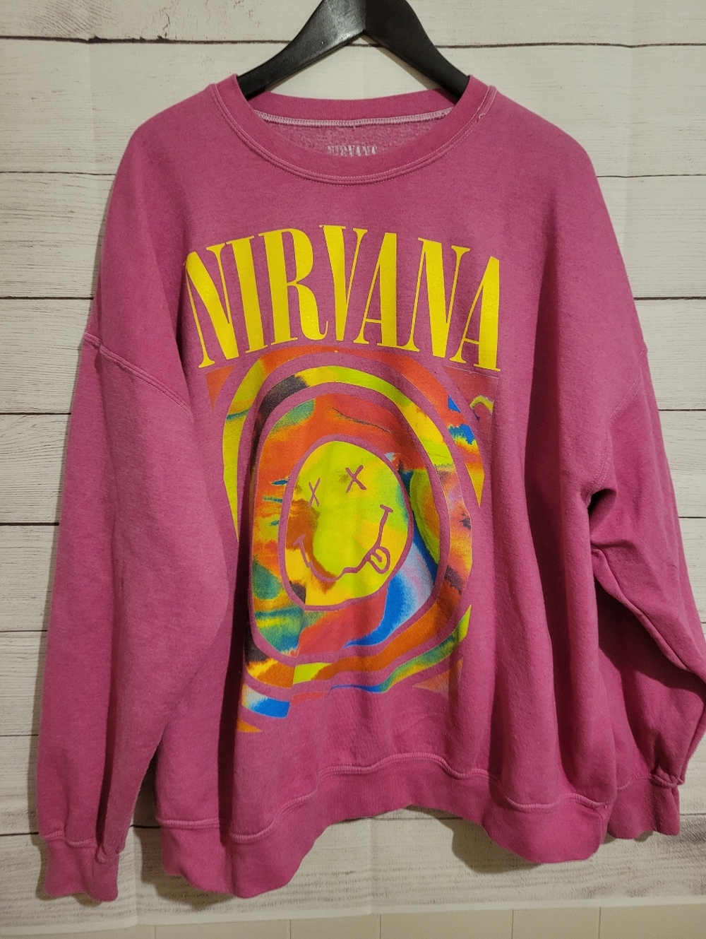 Urban Outfitters Nirvana Adult XL/Large Pink Graphic Band Crewneck Oversized
